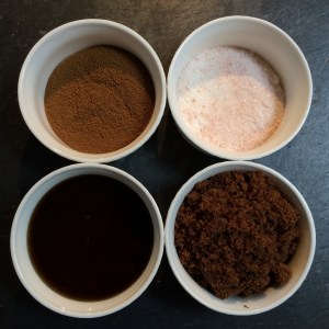 Coffee, Curing Salts, Muscavado Sugar and Maple Syrup