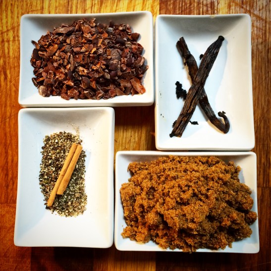 Grind all the ingredients (except the pork and sugar) in a spice mill. Combine the ground spices with the sugar and up to a tbsp of water to form a thick paste. Cover the pork in this paste thoroughly. Place in a ziplock bag and refrigerate for the full cure time - 7 days for a pork joint this size. Ensure that the pork is turned and massaged daily. 